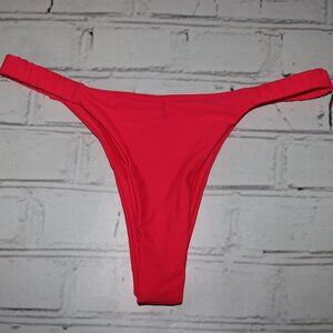 ⚡💖 Neon Pink Bikini Bottoms · Size Medium · Cheeky Cut · 14" Flat Lay